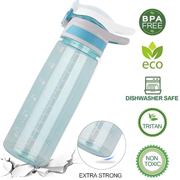 VENNERLI Water Bottle with Straw and Time Marking, Sports Water Bottle BPA Free Leak Proof Dishwasher Safe Reusable Tritan Drinks Bottle Durable Motivational for Adults Outdoor 800ml