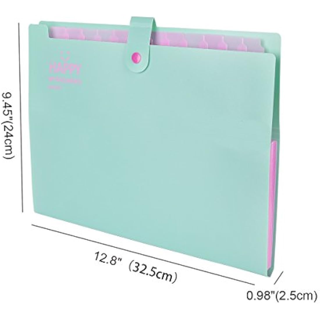 12 Pockets Expanding File Folder, HAISSKY Letter A4 Paper Pockets Accordion Document Organizer[Green & Pink]
