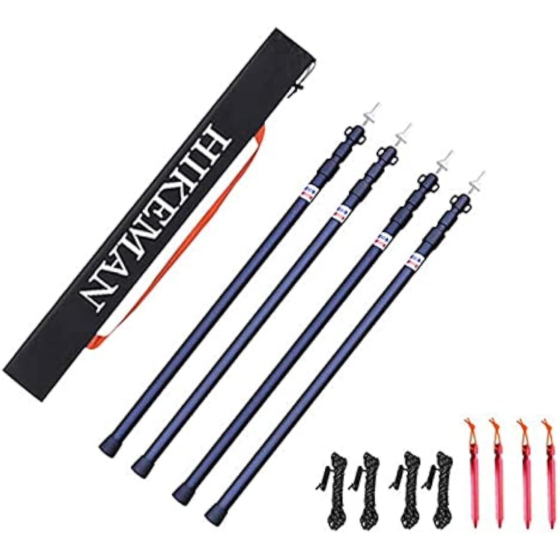 HIKEMAN Tent Poles Camping Poles for Tarp Awning Canopy Porch Sun Sails Tarpaulin Headroom Aluminium Adjustable Telescoping 90-230cm