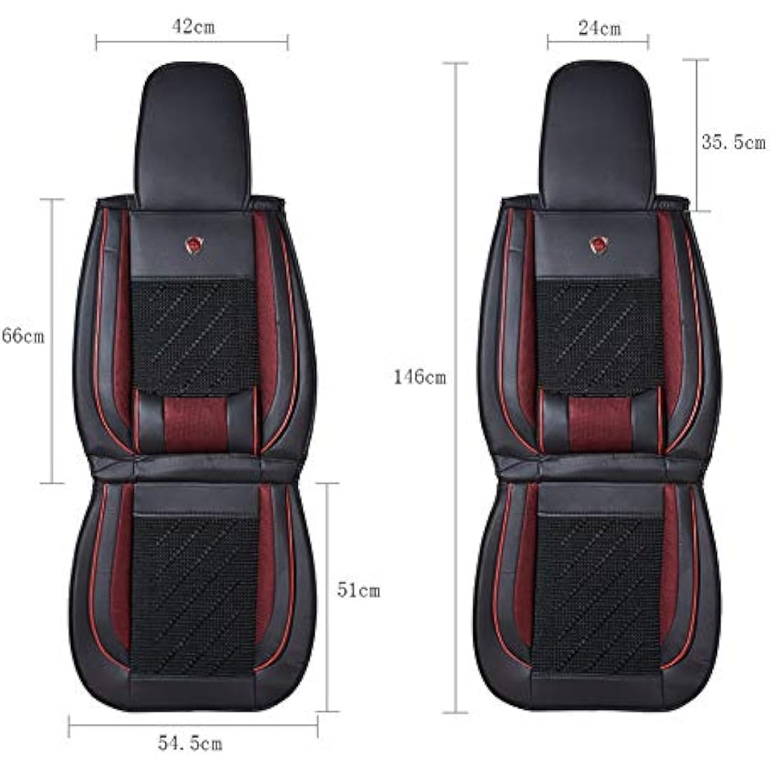 JSCARLIFE PU Leather Auto Car Seat Covers Universal Car Seat Cover Cushion Back Support Waist Massage (Black)