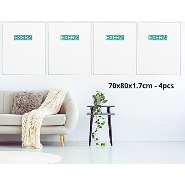Exerz 70x80cm Stretched Canvas 4pk - Artist Framed Canvas 280GSM 1.7cm Thickness/ 100% Cotton/Blank/Triple Primed/Acid Free/Medium Grain