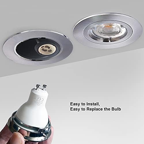 4XSweier 90 Minute Fire Rated GU10 LED Downlight, IP20 Recessed Ceiling Lights, 5W 3000K Warm White Spotlight Satin Nickel.