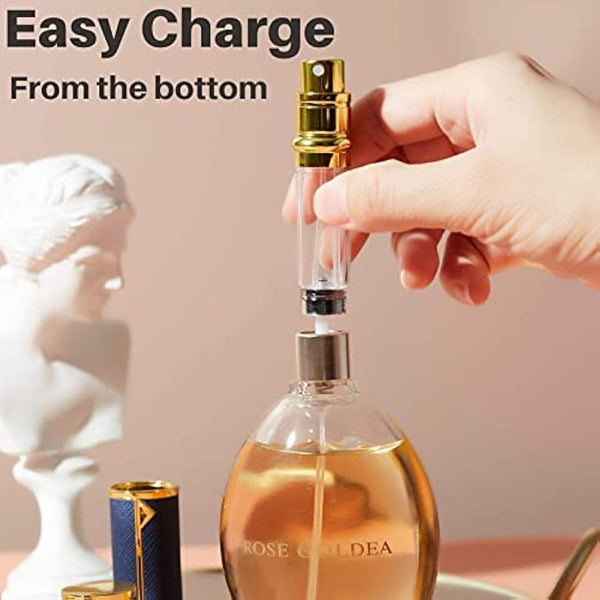 BRARIOS Refillable Portable Mini Perfume Atomiser for Travel, 5ml Luxury Empty Leakproof Pump Perfume Spray bottle Atomiser for Man and Woman (Violet(GD))