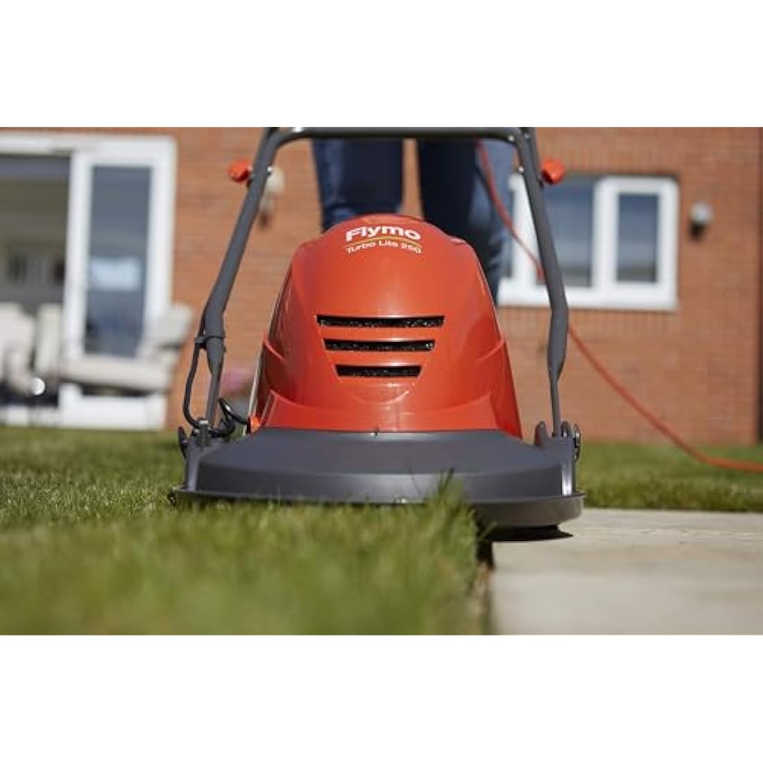 Flymo Turbo Lite 250 Electric Hover Lawn Mower – 1400 W, 25 cm Cutting Width, Ambidextrous Handles, Folds Flat, Orange