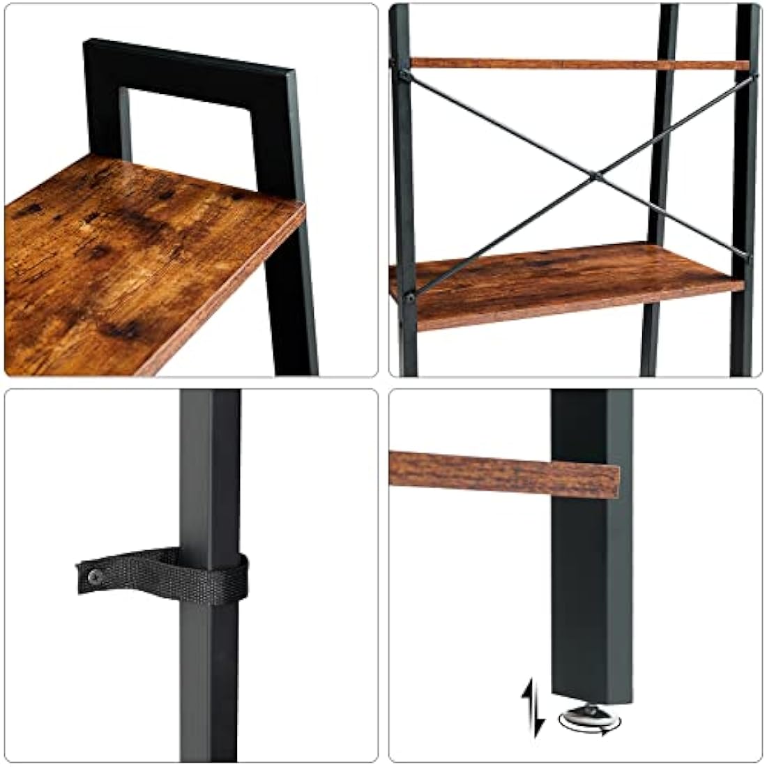 IBUYKE Ladder Shelf, 5-Tier Storage Organiser Shelves, 60x39.5x171cm, Plant Stand,Industrial Bookshelf, Living Room Bookcases, for Kitchen, Bedroom, Office TMJ017H-