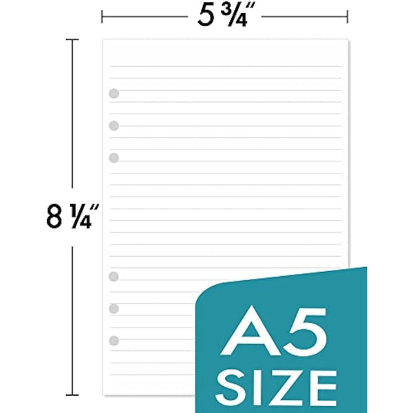 A5 Lined Refill Paper Compatible with Filofax A5 Organiser, 100 Sheets