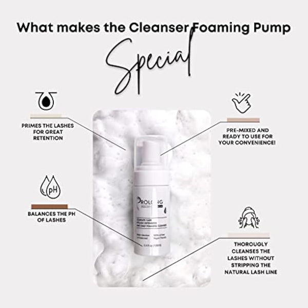 Eyelash Extension Shampoo & Brush - 100ml Bottle - Gentle Foaming Cleanser For Extensions & Natural Lashes - Makeup Remover - Paraben & Sulfate Free - Salon & Home Use