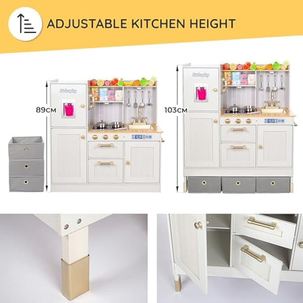 Green Series Kinderplay Large Wooden Play Kitchen - XXL Toy Kitchen for Toddlers & Kids, GS0060-1