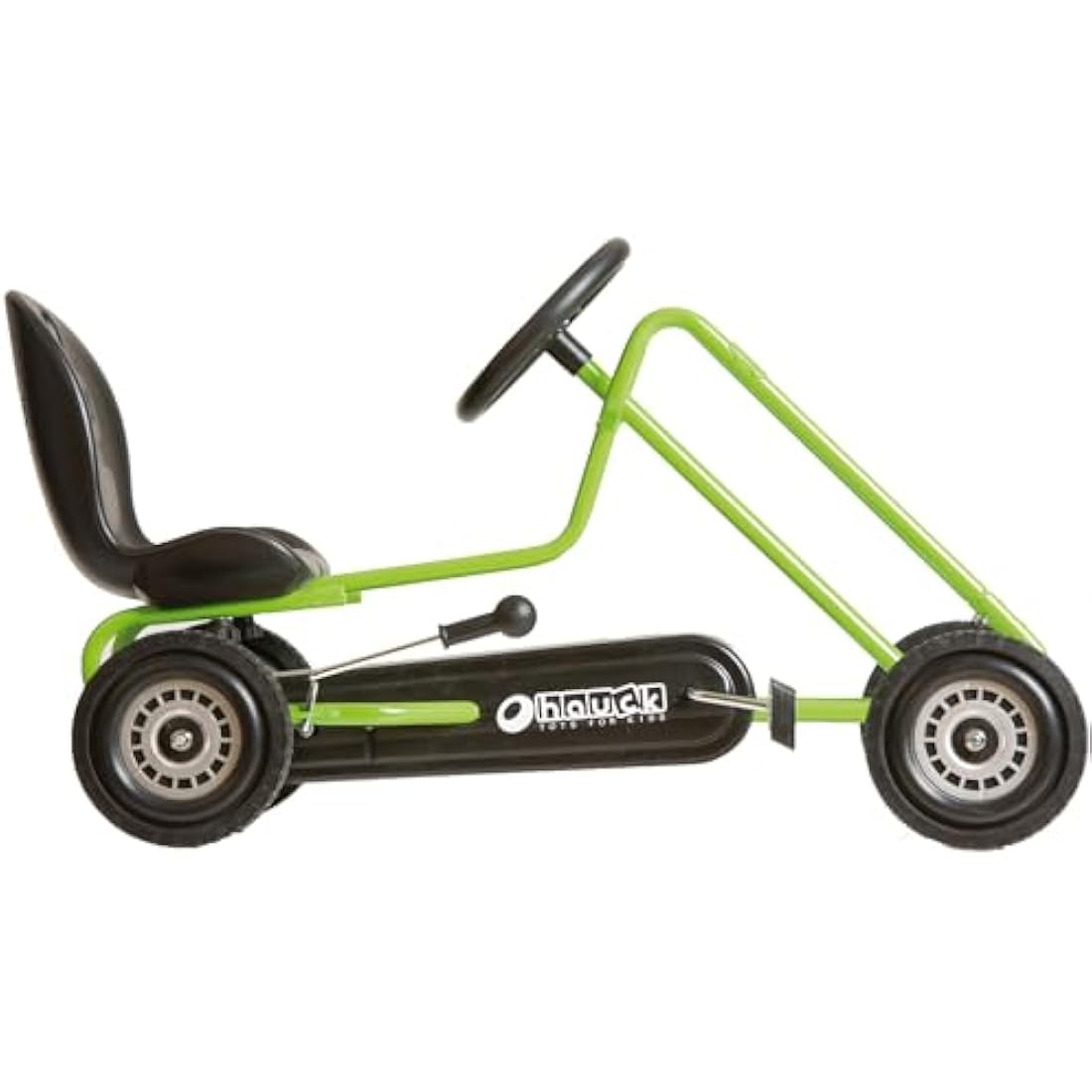 hauck Lightning, Green - Go Kart for Kids Age 4 to 8 up to 50 kg, Girls & Boy Ride-On Race Car with Rubber Tyres, Adjustable Seat, Handbrake, Sturdy Steel Frame