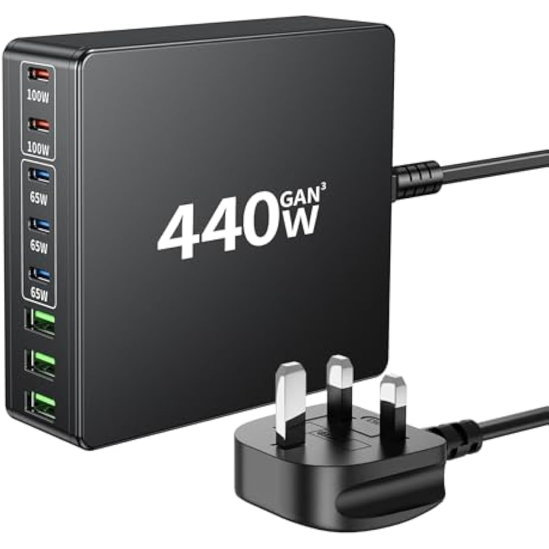 FINIBO 440W USB C Charger Multiport: 8-Port GAN Fast USB Charger Multiport Station - PD USB C Adapter for MacBook, iPad, iPhone Series, Samsung