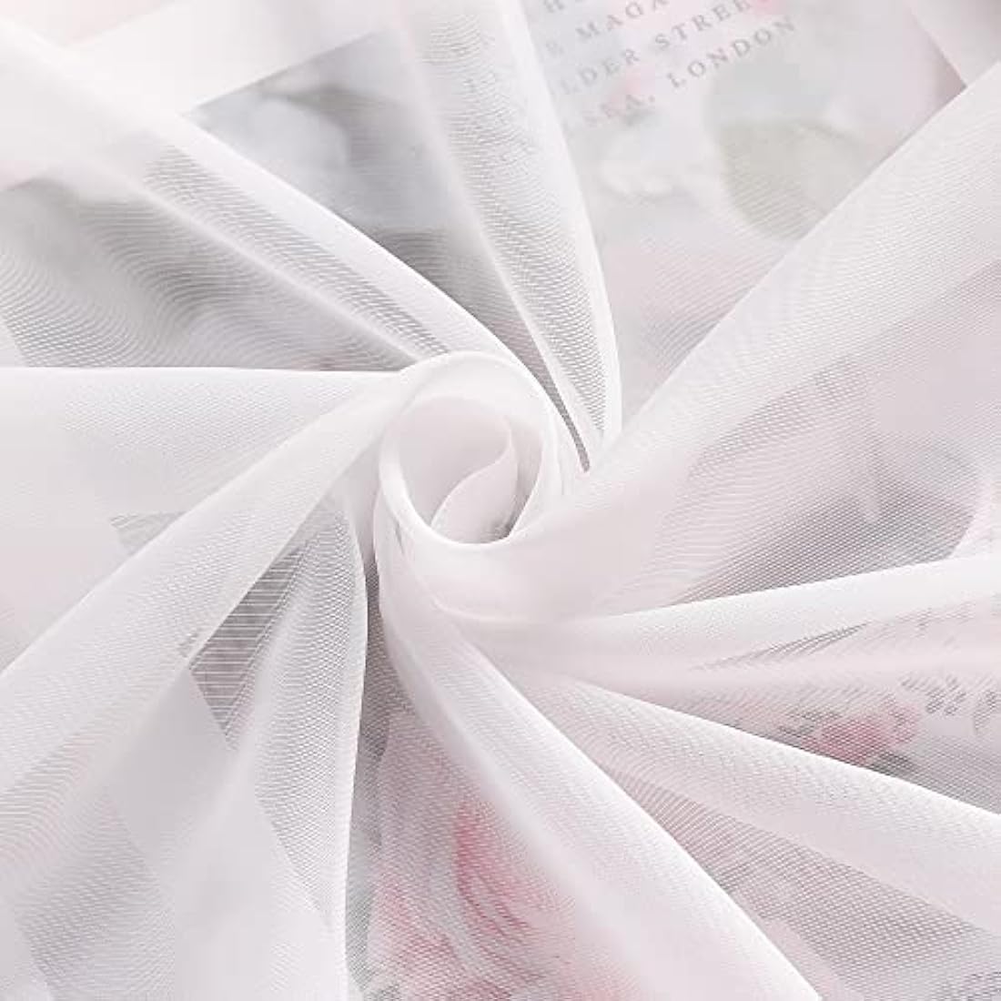 HongYa Kuvertstore Transparent Voile Curtain with Satin Ribbons Ruffle Tape Curtain H/W 120/300 cm Sand