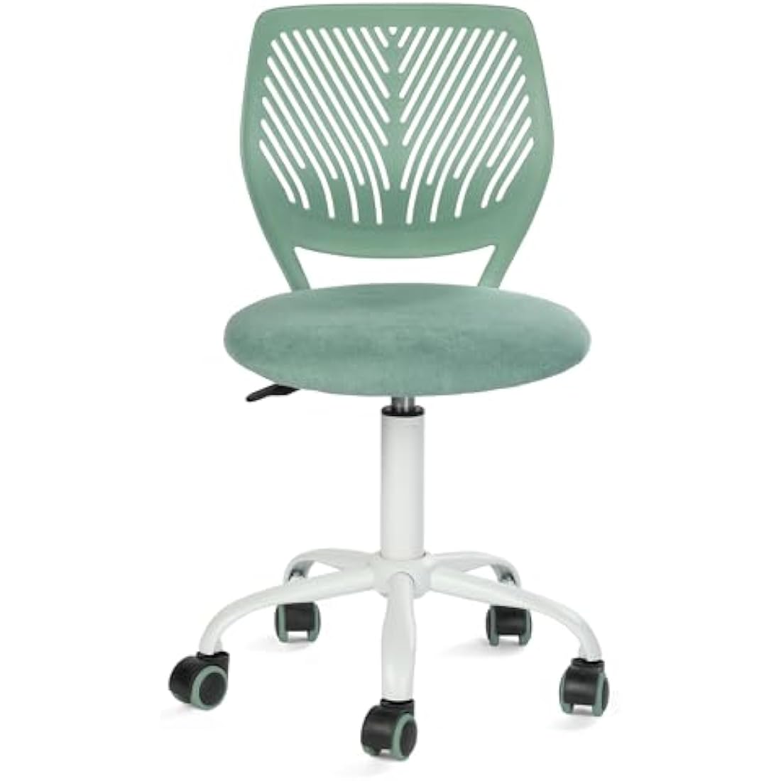 Homy Casa Desk Chair Linen Fabric Seat Ergonomic Swivel Task Chair without Armrest Adjustable Height Office Chair Home Office for Kids Teens, Cactus Green