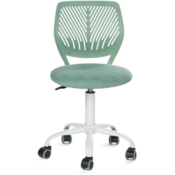 Homy Casa Desk Chair Linen Fabric Seat Ergonomic Swivel Task Chair without Armrest Adjustable Height Office Chair Home Office for Kids Teens, Cactus Green