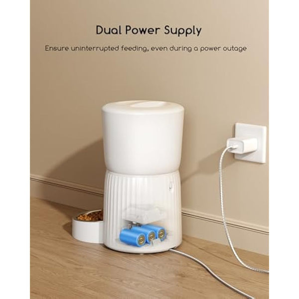 Faroro Automatic Cat Feeder, 4L Cat Feeder with Timer up to 6 Meals Per Day, Portion Control, 30s Voice Recording, Suitable for Small and Medium Pets