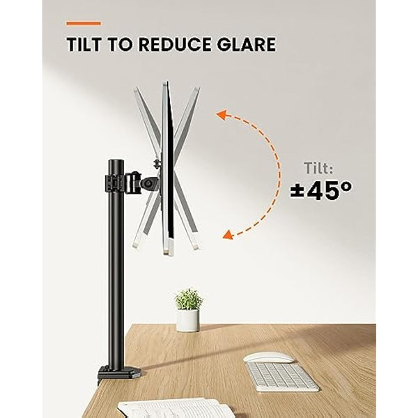 ErGear Single Monitor Stand for 13”-32” Screens, Portable Arm Desk Mount, Monitor Mount Vesa with Height Adjustable Swivel, Tilt, Rotation, 2 Mounting Options, Vesa 75x75/100x100mm