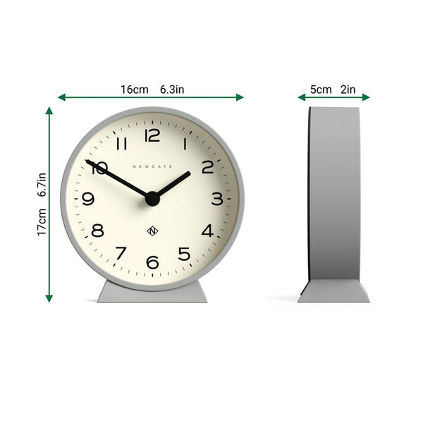 NEWGATE? M Mantel Silent Sweep Mantel Clock - 'No Tick' - A Modern Mantelpiece Clock - Small Mantel Clocks - Minimalist Dial - (Grey)