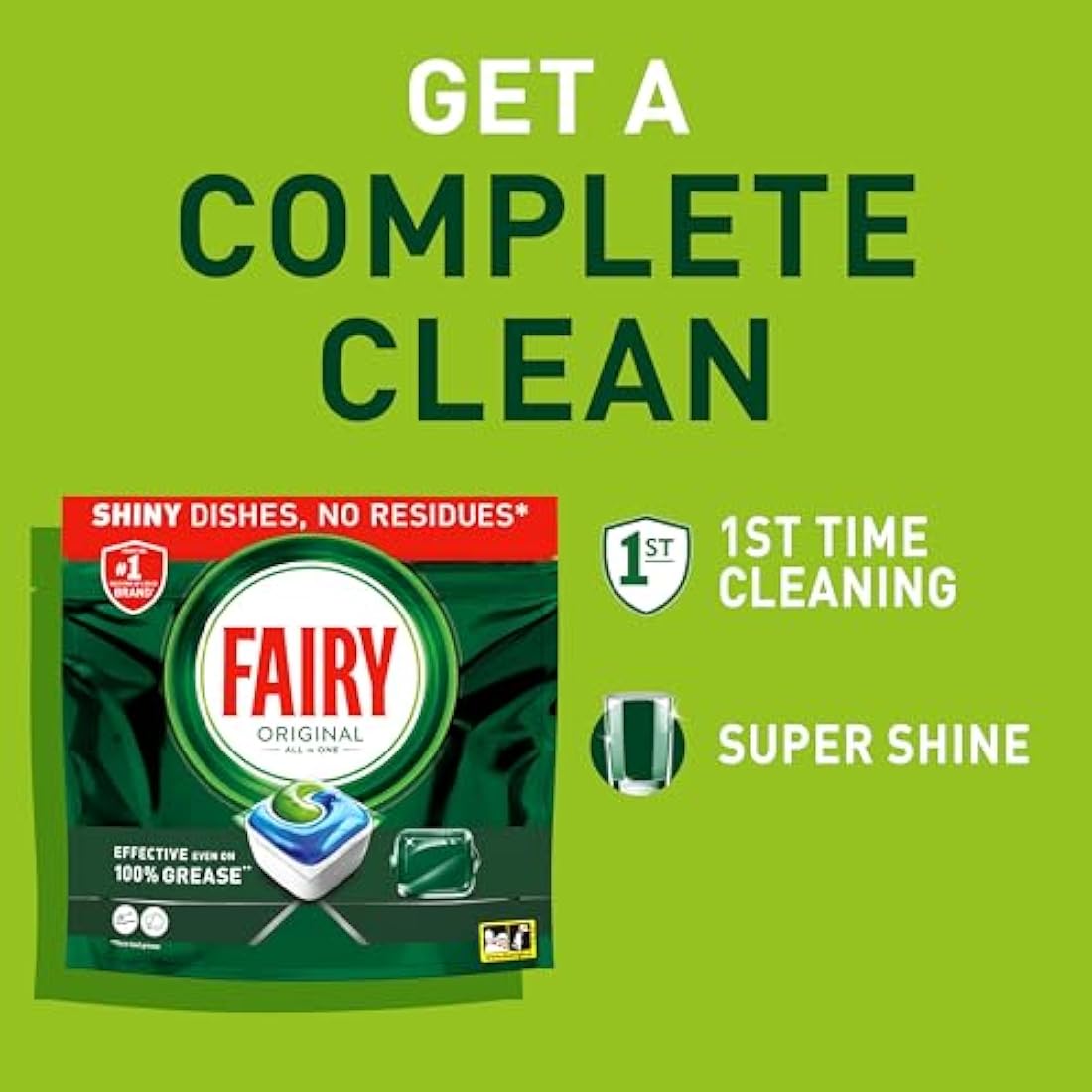 Fairy All-In-1 Original Dishwasher Tablets Bulk 70 Tablets, Effective Even On Dried-On Grease