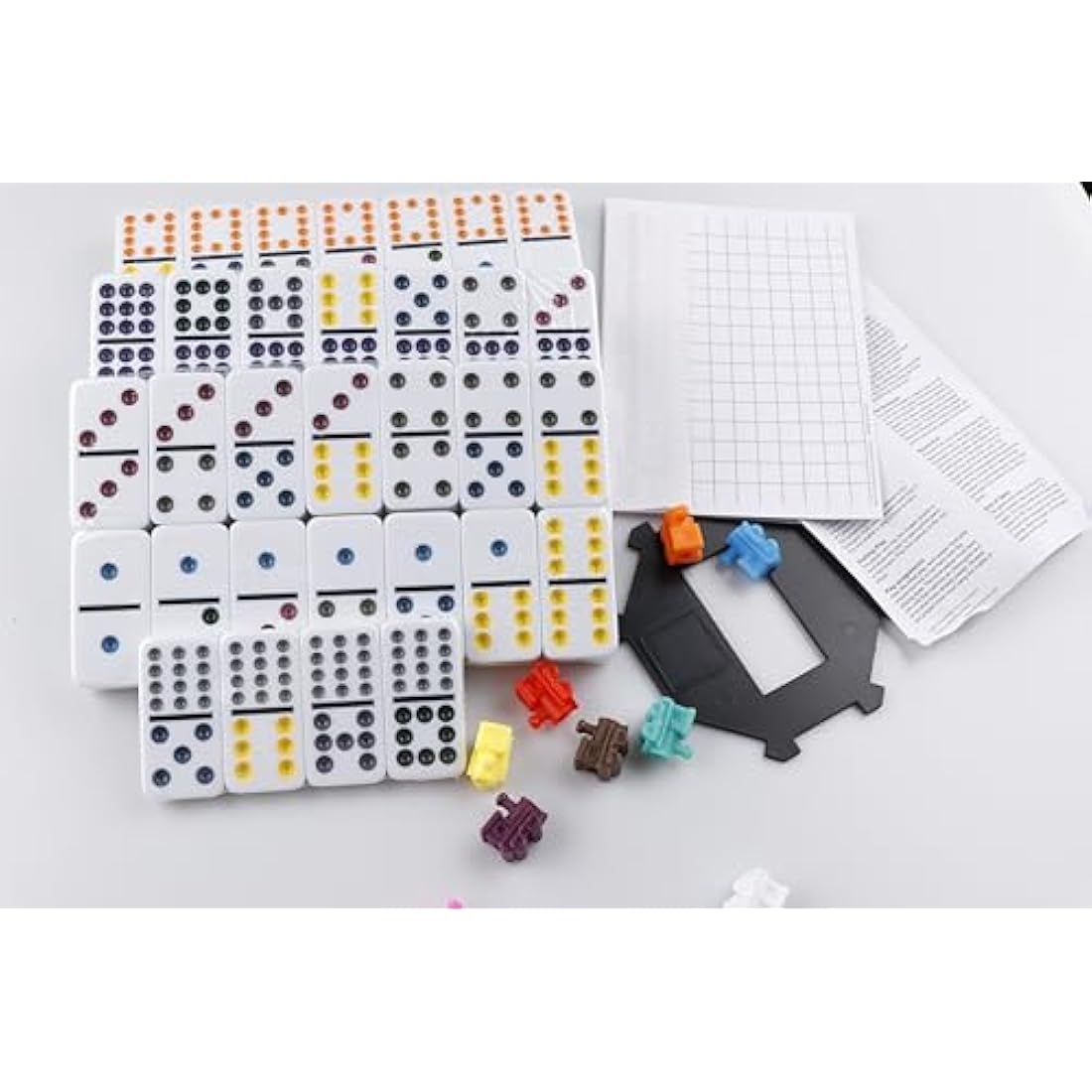 Double Twelve Mexican Train Dominoes Game with Color Dot, Domino Set For Adults, Double 12 Dominoes Set with Portable Aluminum Case, 91 Tiles (2-8 players)