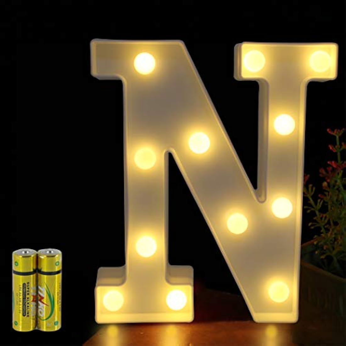 HONPHIER® Letter Lights Decorative LED Alphabet Lights Marquee Decoration Light Up Sign Night Light Battery Operated for Birthday Party Wedding Receptions Holiday Bar Home Bedroom Bath Bar Decor (N)