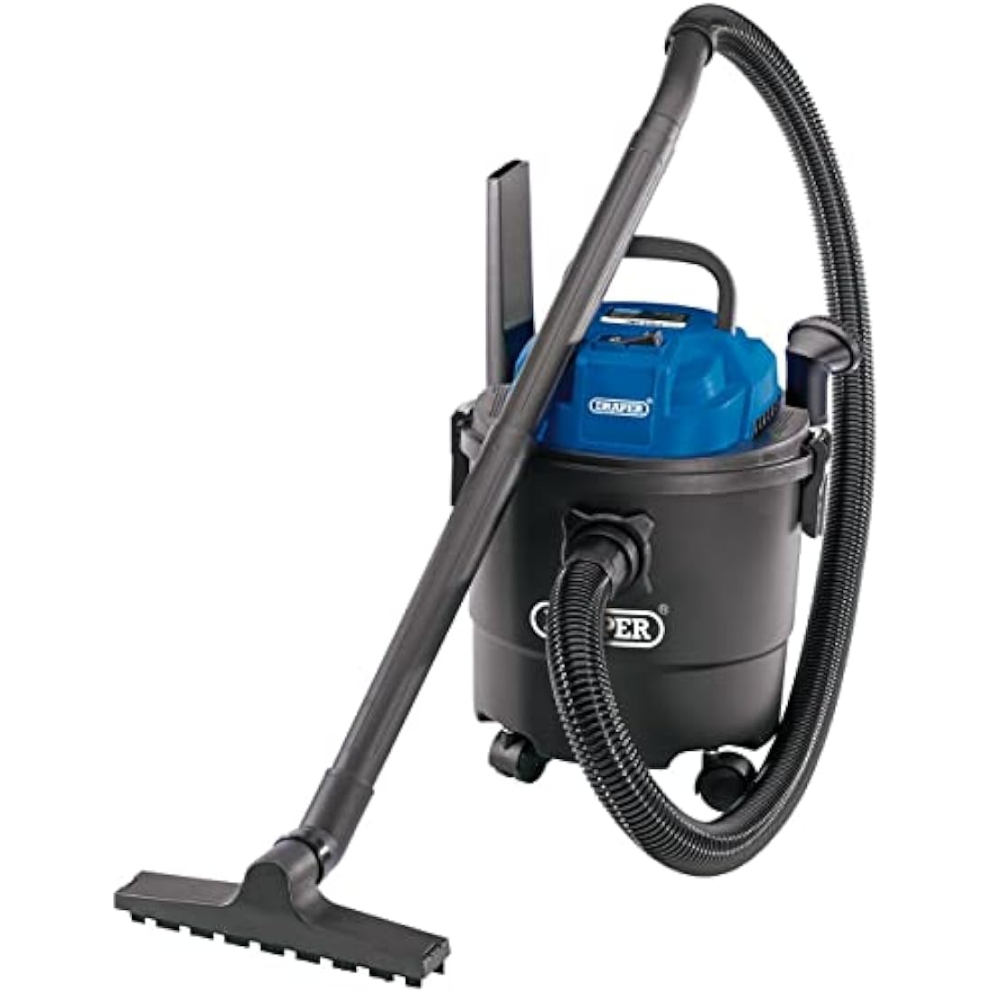 Draper 1250W 15L Wet and Dry Vaccum Cleaner | 1.5m Flexible Hose and Acessories |25 l/s Max Airflow | 18 kPa Vacuum Pressure | Home Car Carpet Cleaning | Professional Use | Outdoor | 90107