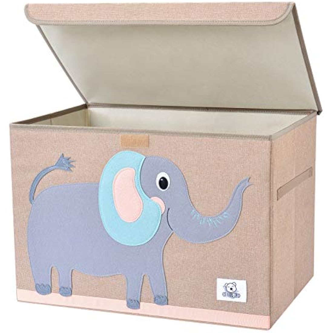 CLCROBD Foldable Kids Large Toy Chest with Flip-Top Lid, Collapsible Fabric Animal Toy Storage Organizer/Bin/Box/Basket/Trunk for Toddler, Children and Baby Nursery (Elephant)
