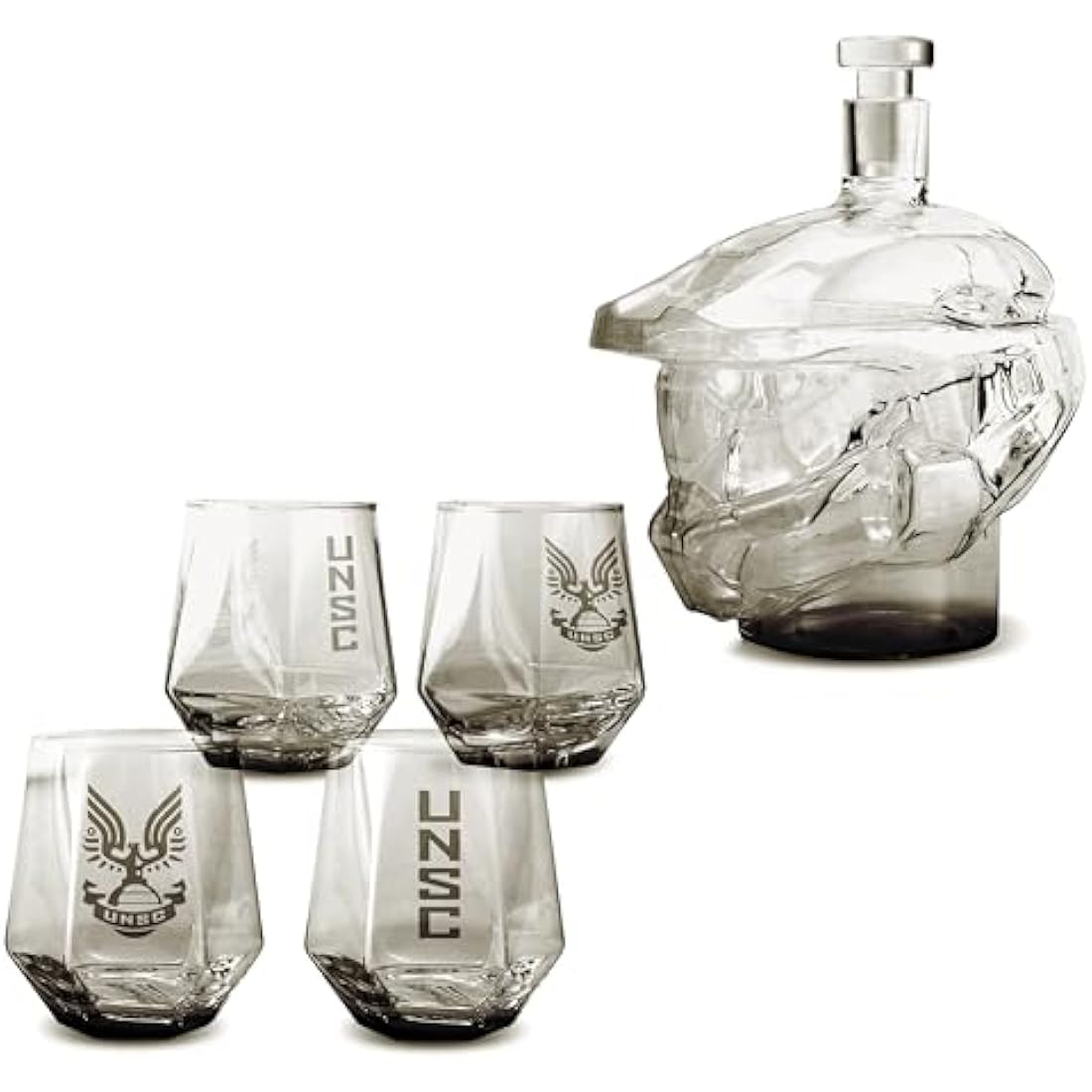 The Source Wholesale Halo Master Chief Glass Decanter and 4 Tumbler Glasses Collectable Drinking Set