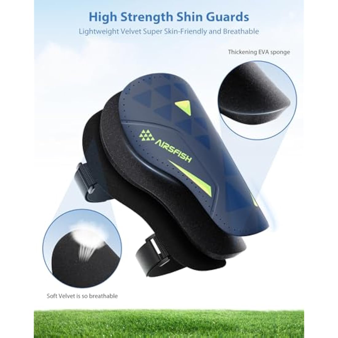 AirsFish Shin Pads Boys CE Certified Kids Football Shin Guards Breathable Non Slip Extended Adjustable Straps Lightweight Soccer Shin Pads for Boys Girls Teens Leg Calf Protective
