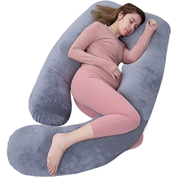 AS AWESLING Pregnancy Pillow, U Shaped Full Body Pillow, Nursing, Support and Maternity Pillow for Pregnant Women with Removable Cover (Dark Grey)