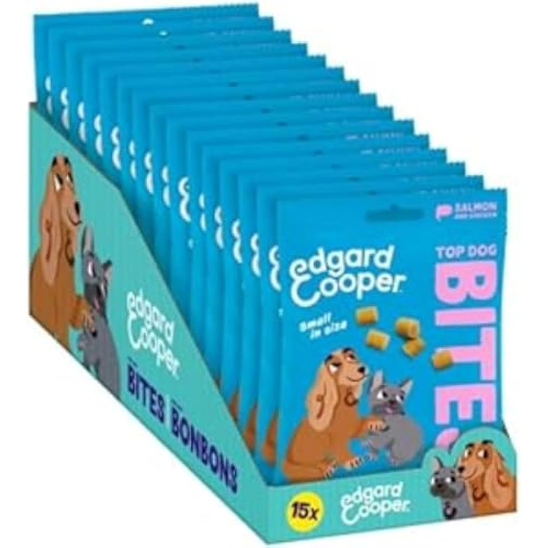 Edgard Cooper Natural Dog Treats - Salmon and Chicken Top Dog Bites (Small) - (15 x 50g bag), Grain Free, High in Protein & fresh meat, full of essential amino acids for healthy insides