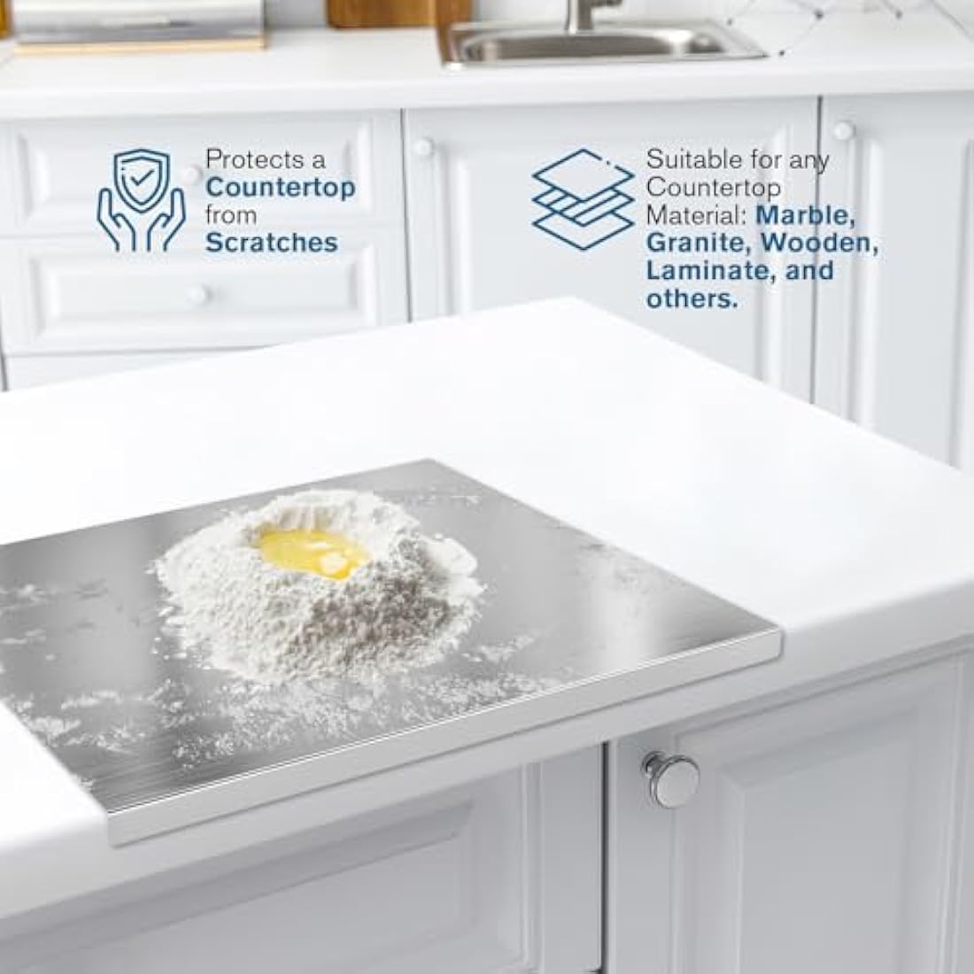 DOITOOL Stainless Steel Worktop Saver Food Cutting Board Stainless Steel Chopping Board Dough Board Non Stick Baking Board for Rolling Dough Making Bread Pizza Biscuits - 30 x 40CM