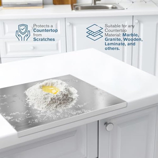 DOITOOL Stainless Steel Worktop Saver Food Cutting Board Stainless Steel Chopping Board Dough Board Non Stick Baking Board for Rolling Dough Making Bread Pizza Biscuits - 30 x 40CM