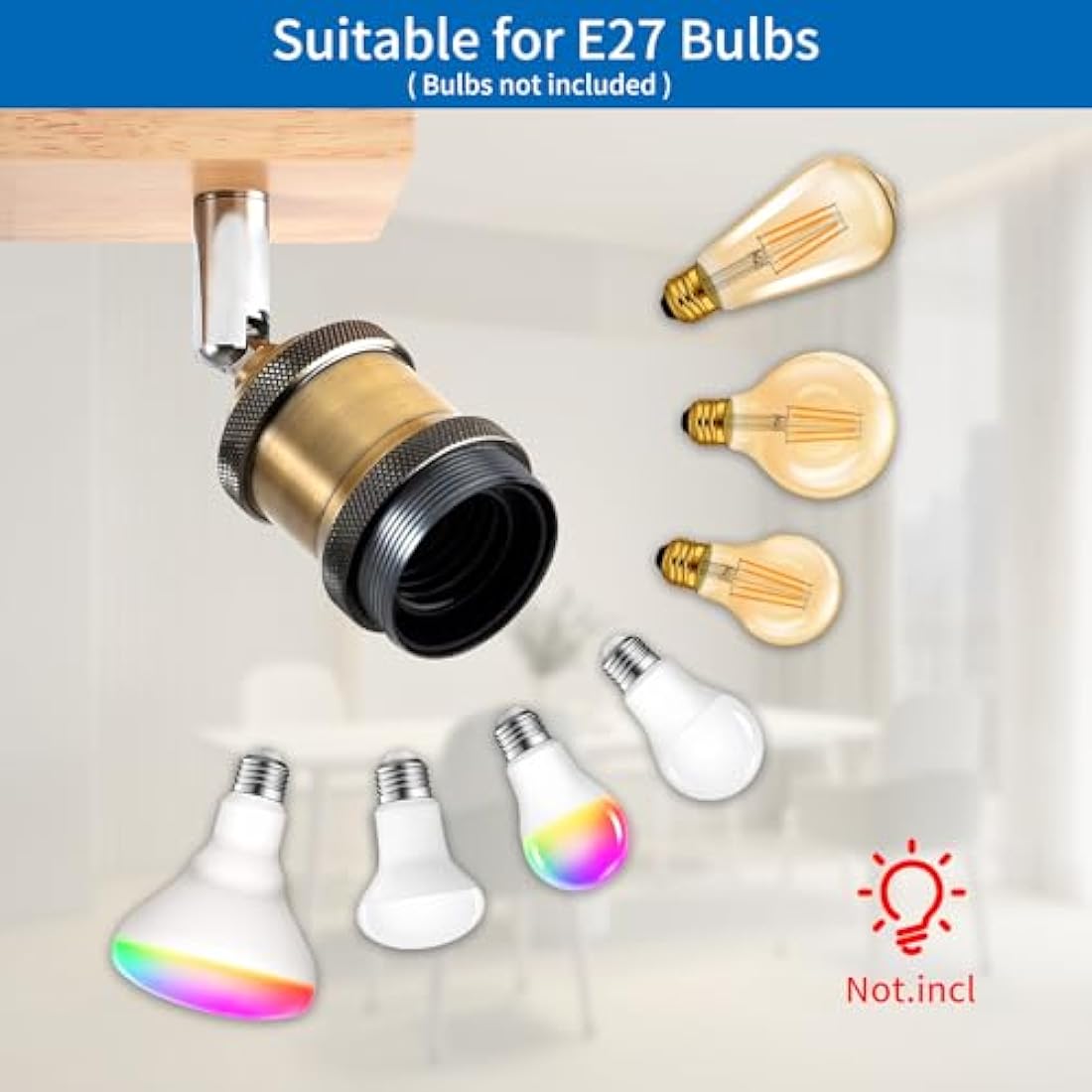 ANWIO Kitchen Lights Ceiling,4 Way Ceiling Lights Fitting,Bedroom Light Ceilings with E27,Adjustable Spotlight Bar Lighting,Living Room Lounge Light Ceilings Fittings (NO Bulbs)