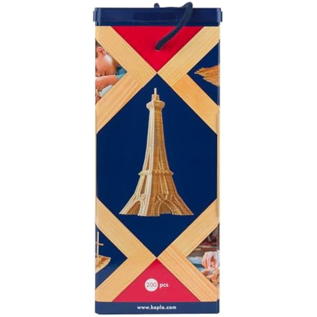 KAPLA box 200 natural planks, Wooden toy, Construction game, from 2 years old