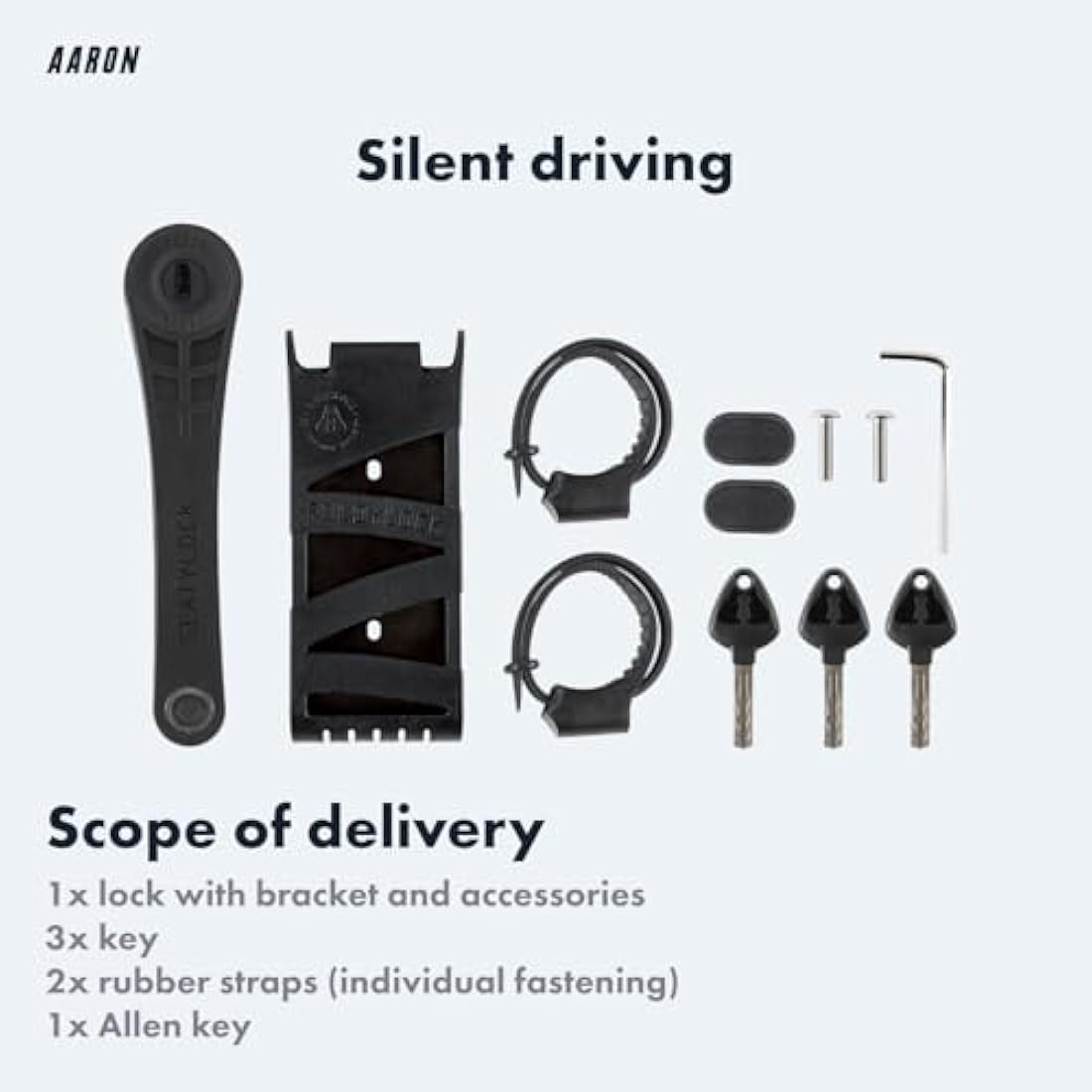 AARON Premium Bicycle Lock - Secure Folding Lock Level 18, Patented High Security Lock with Bracket - Lightweight Bicycle Lock with Key for E-Bike, Road Bike, Motorcycle, MTB