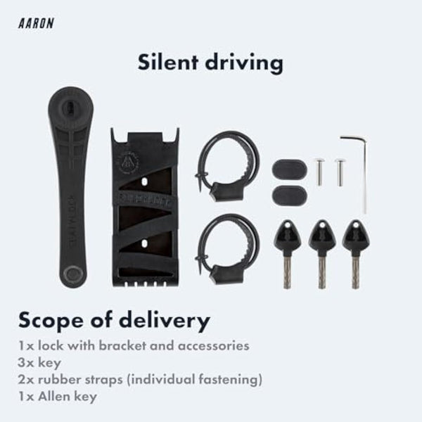 AARON Premium Bicycle Lock - Secure Folding Lock Level 18, Patented High Security Lock with Bracket - Lightweight Bicycle Lock with Key for E-Bike, Road Bike, Motorcycle, MTB