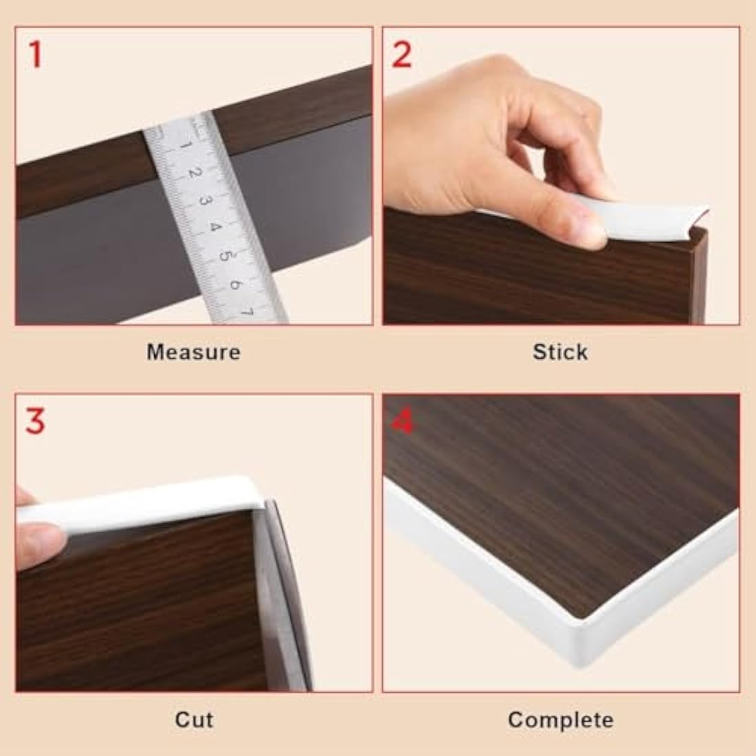 flintronic 5m*16mm U-Shape Flexible Furniture Edge Banding, Baby Safty Baby Edge Protector, Self Adhesive TPE Wood Edging Tape, DIY Furniture Edge Trim for Table, Cabinet, Furniture Restoration