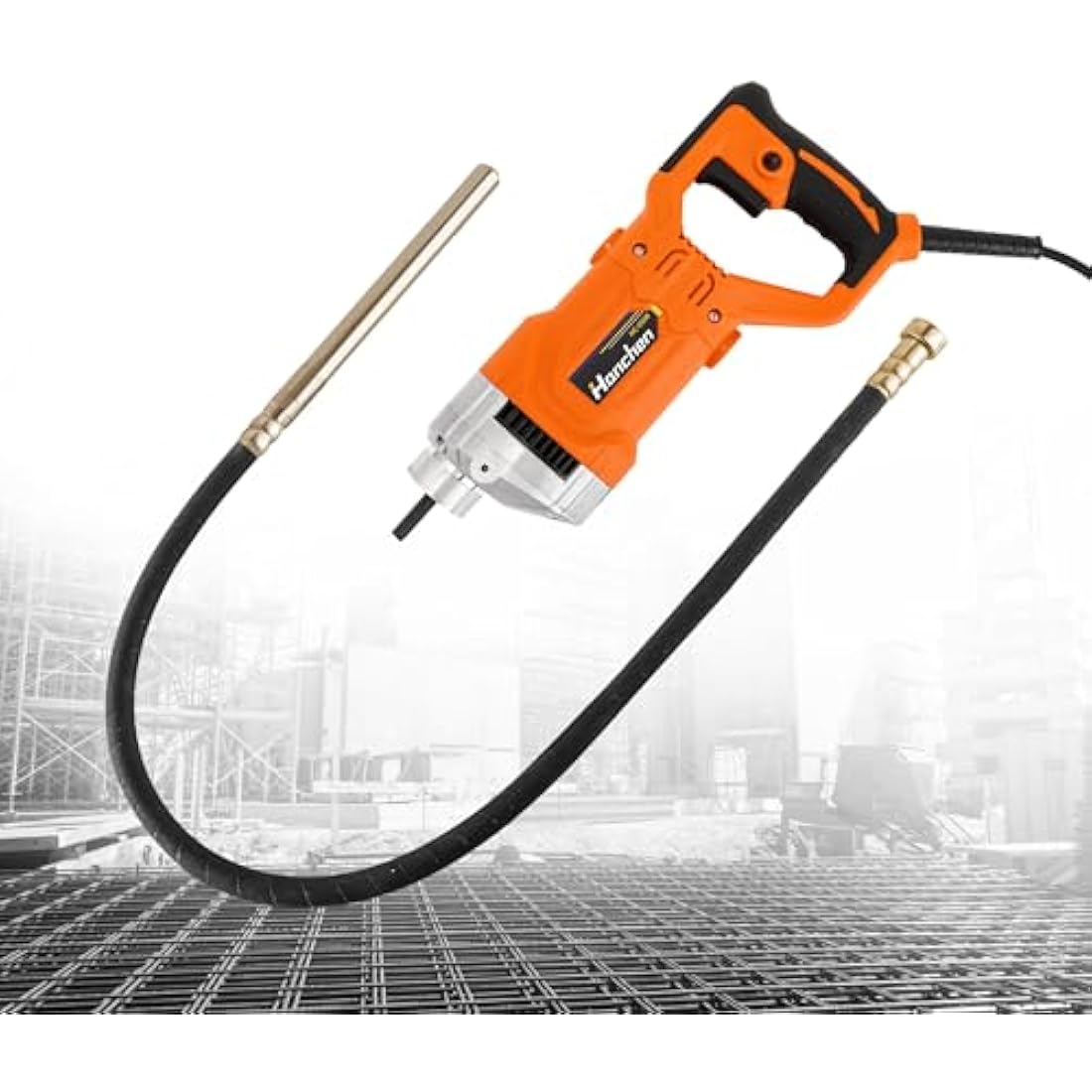 Hanchen Concrete Poker 1280W Concrete Vibrating Motor 5000r/min Aluminum Electric Industrial Vibrating Poker Vibrator with 1.5m Hose, Rod Diameter 35mm CE Certificated