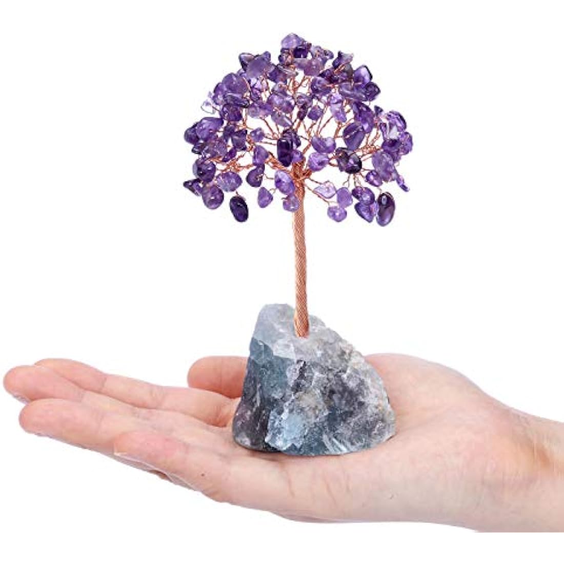 JSDDE Amethyst Crystal Healing Crystals Gemstones Feng Shui Natural Tumbled Stones Money Life Tree Figurines