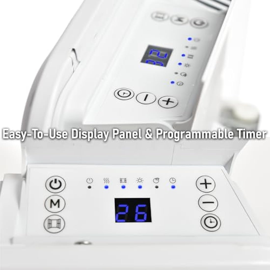 MYLEK Electric Panel Space Heater Radiator - Wall Mounted or Free Standing -Electric Energy Efficient, Open Window Detection, Thermostat, Timer, Anti Frost, Bathroom IP24, ERP Lot20 (500W White)