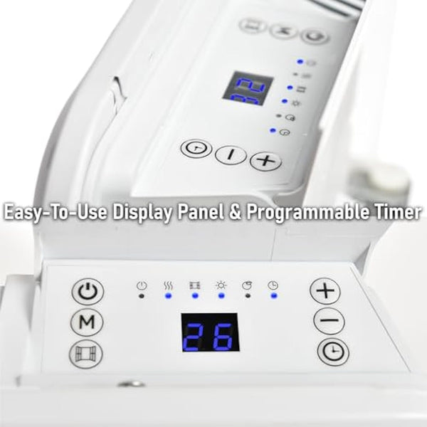 MYLEK Electric Panel Space Heater Radiator - Wall Mounted or Free Standing -Electric Energy Efficient, Open Window Detection, Thermostat, Timer, Anti Frost, Bathroom IP24, ERP Lot20 (500W White)