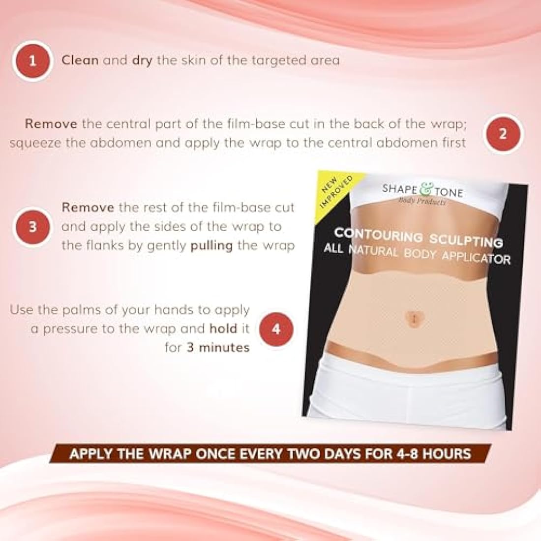 All Natural Moisturizing Body Applicator Wrap – Easy to Use Body Wrap -Anti Cellulite Solution- Firming Toning Tummy Wrap (6 WRAPS)