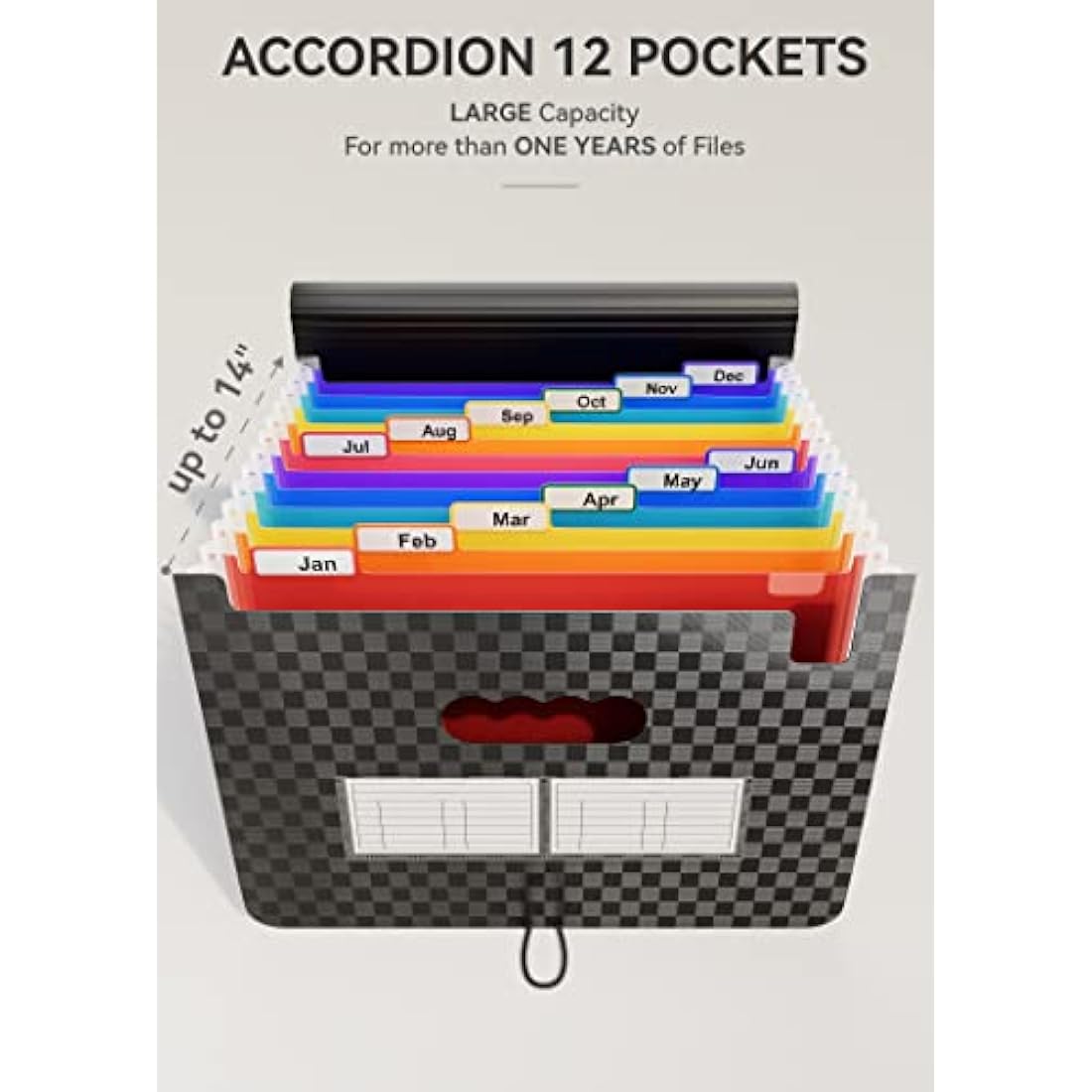 ABC life Expanding File Organisers with Grid Pattern,13 Pockets Filling Boxes Document Organiser, Accordion A4 Desk Folders Expandable, Portable Files Wallets Plastic Documents Bills Storage Box