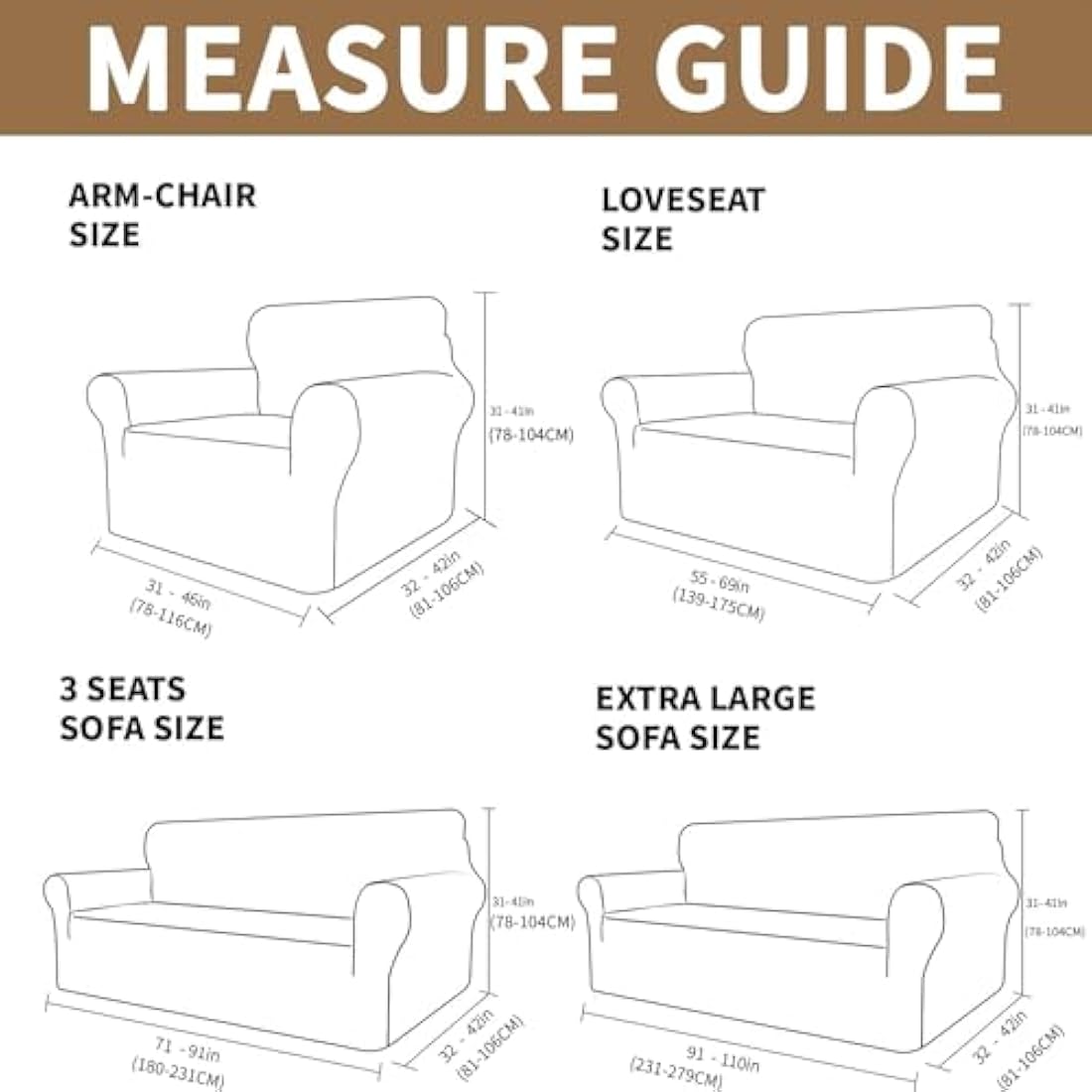 XINEAGE 1 Piece Velvet Couch Covers for 3 Cushion Couch Living Room High Stretch Sofa Cover Pets Dogs Friendly Anti Slip Thickened Slipcovers Furniture Protector (3 Seater, Camel)