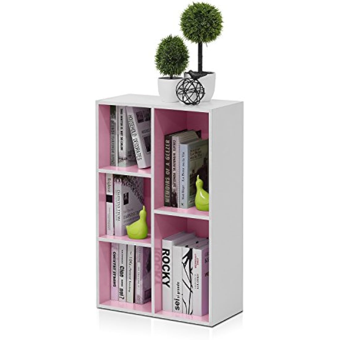 Furinno Luder 5-Cube Reversible Open Shelf, White/Pink