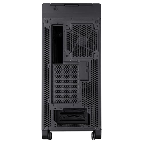 ASUS ProArt PA602 E-ATX computer case, 420 mm radiator support, one 140 mm and two 200mm pre-installed system fans, front panel IR dust indicator, power lock latch, tool-less PCIe mounting
