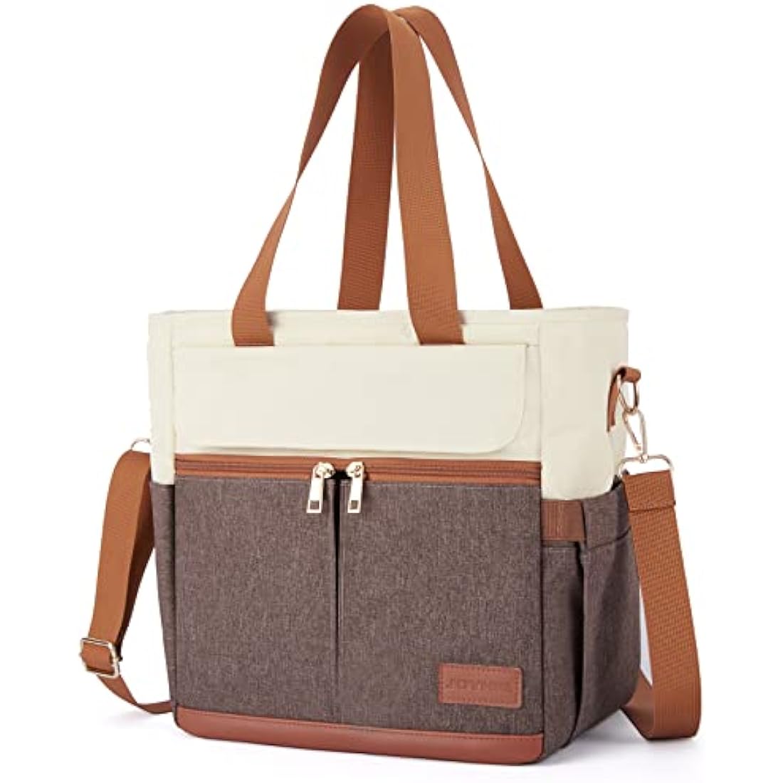 JOYHILL Lunch Bag for Man, Lunch Tote for Woman, Leakproof Insulated Lunch Box with Shoulder Strap, Adult Reusable Lunch Cooler Tote Bags for Work Picnic Camping School Beach, Brown