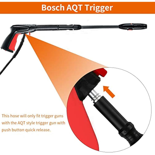 Fai Top 15M High Pressure Hose with Quick Connector Compatible for Bosch AQT High Pressure Washers (15M, Black)