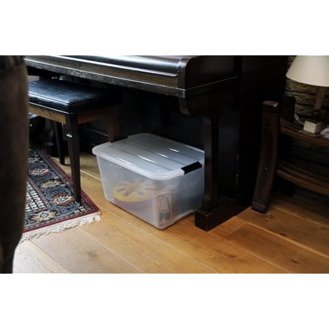 Iris Ohyama Plastic Storage Boxes with Lids, 30L, Set of 3, Clear, Latching Buckles with Handles, Stackable, Nesting, Strong & Durable, For Closet, Garage, Home, Office, Organising Tote Bins, TB-30