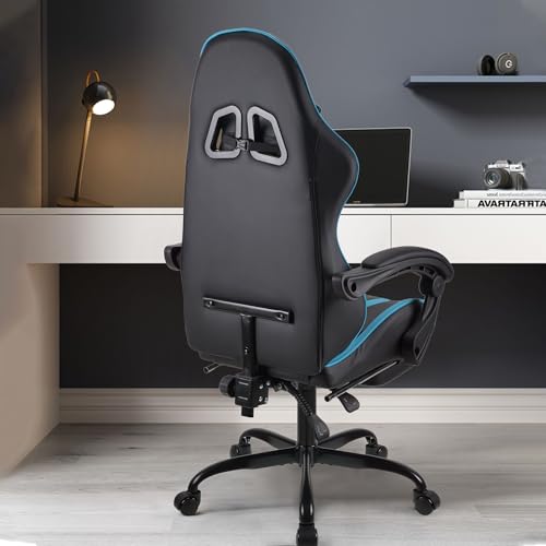Play haha.Ergonomic reclining seat with footrest adjustable headrest and lumbar cushion high back support padded armrests PU leather finish for gaming home or office use