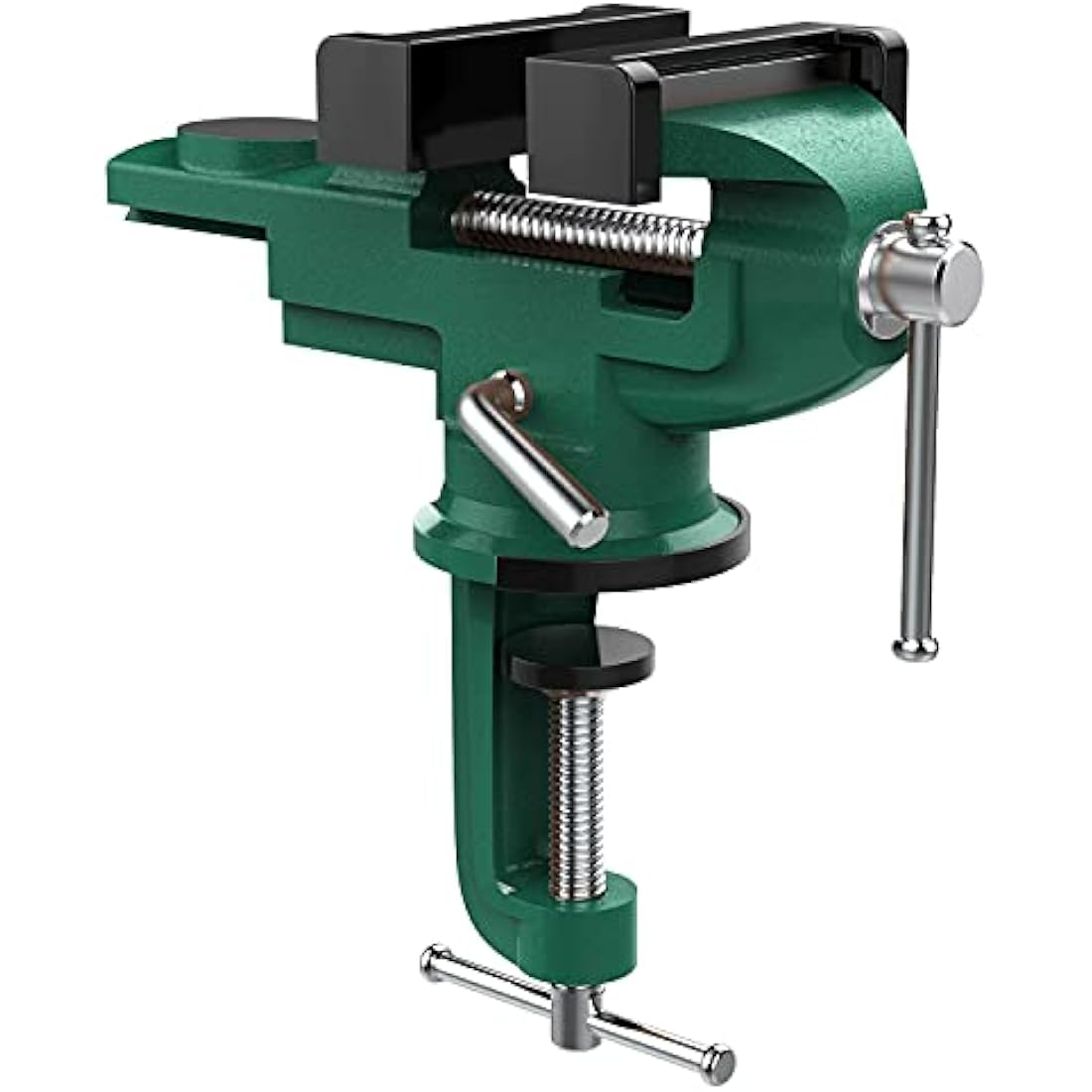 Nuovoware Table Vise 70mm, 360° Swivel Base Universal Home Vise Portable Bench Clamp, Clamp-on Vises Bench Clamps Fixed Tool for Woodworking,Metalworking,Cutting Conduit,Drilling,Sawing, Army Green